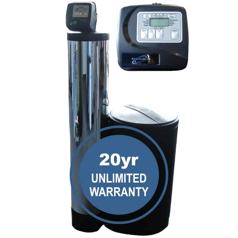 Excalibur twenty-year water softener with Clack WS1 control valve